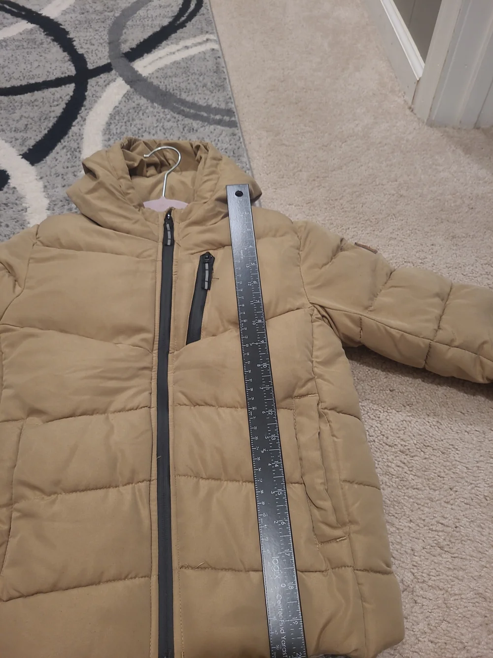 London Fog Kids L7 Hooded Puffer Jacket Tan Winter Coat